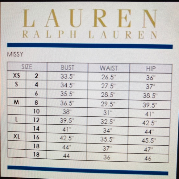 Ralph Womens Jeans Size Chart